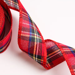 Burlap Colored Plaid Ribbon Roll 1.57inch 6m