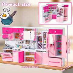 MQUDUO Pink Kitchen Set Pretend Play Toys for Christmas Halloween Thanksgiving E