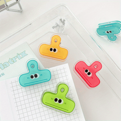 4pcs Eye Pattern Binder Clips 4 Colors PP Material Acrylic File Binder Clip