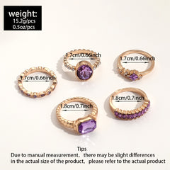 Delicate Gemstone Finger Ring Set for Women Girls