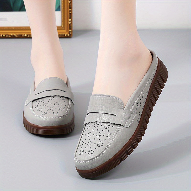 Women's Hollow Out Mule Sneakers Lightweight Slip On Shoes Breathable Closed Toe