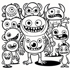 20 Page Doodle Monster Adult Coloring Book for Halloween
