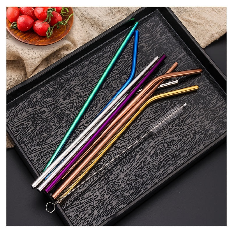 8pcs Stainless Steel Reusable Straws Heat Resistant for Party Wedding