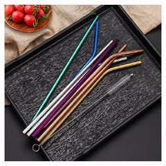 8pcs Stainless Steel Reusable Straws Heat Resistant for Party Wedding