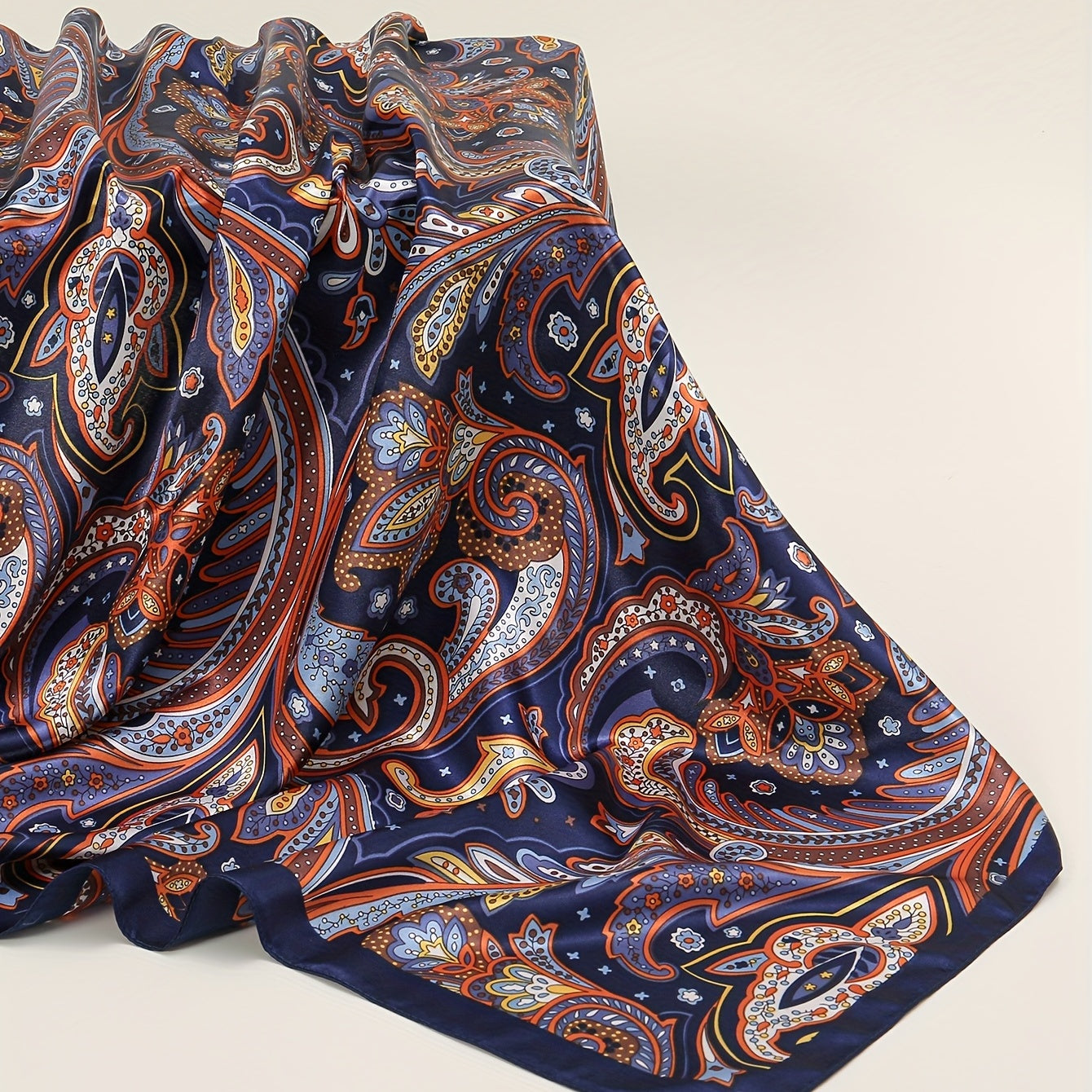 Boho Phoenix Tai Print Bandana Satin Shawl Silk Square Scarf