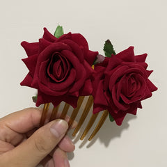 Rose Hair Comb Bridal Boho Invisible Comb Halloween Hair Accessory
