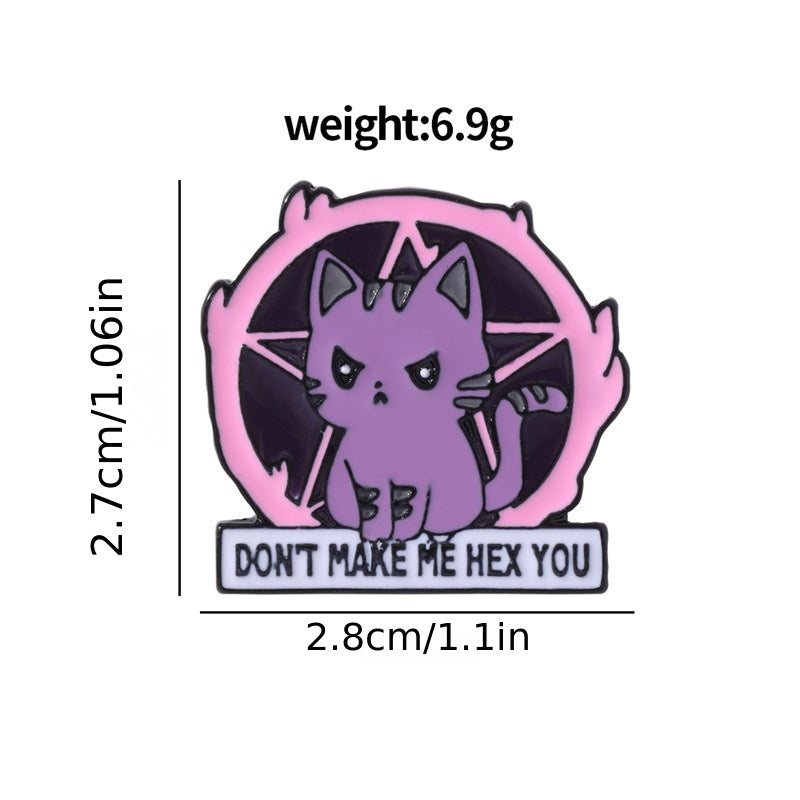 Cartoon Cat Purple Brooch Letter Pattern Badge Gift Men