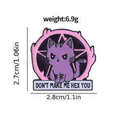 Cartoon Cat Purple Brooch Letter Pattern Badge Gift Men