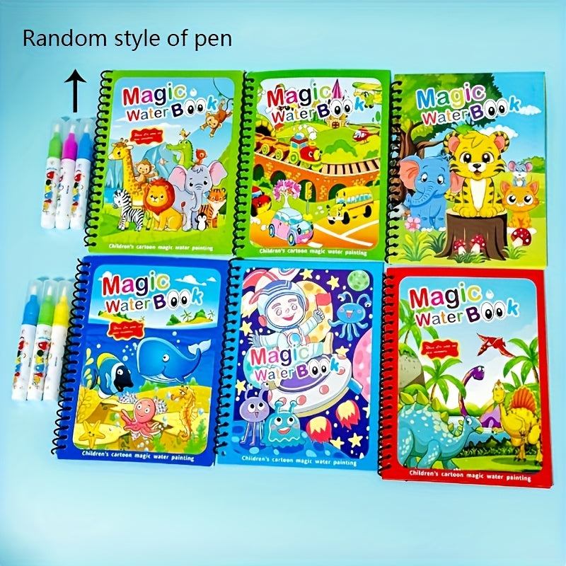 12pcs Magic Water Coloring Books with Water Pens Educational Dood