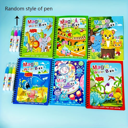 12pcs Magic Water Coloring Books with Water Pens Educational Dood