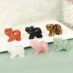 Green Aventurine Jade Stone Crystal Elephant Decoration