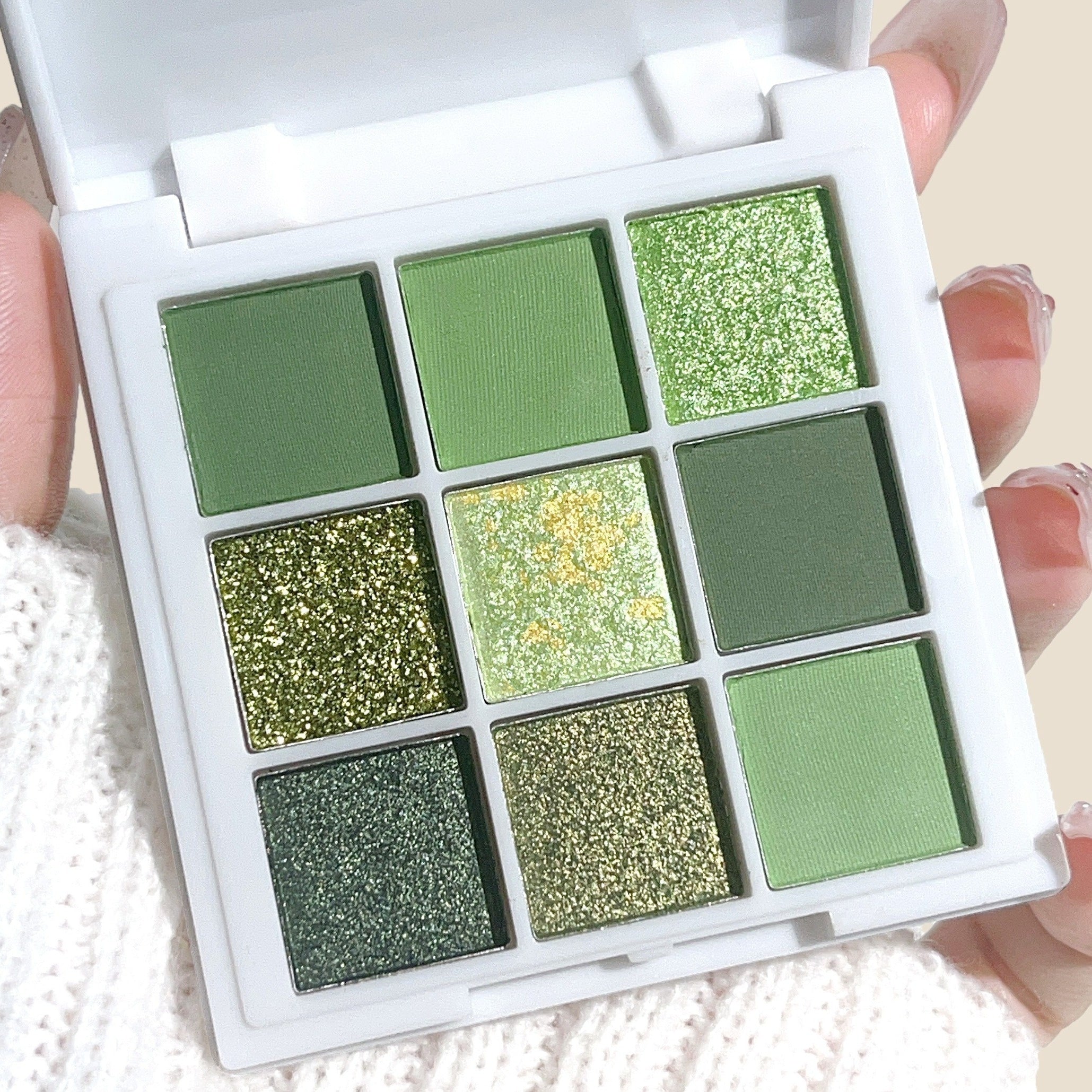 Green Eyeshadow Palette Matte & Shimmer Effects Waterproof Long Lasting