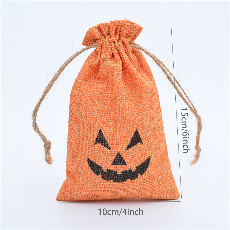 Halloween Pumpkin Candy Bag Drawstring Trick Or Treat Bag