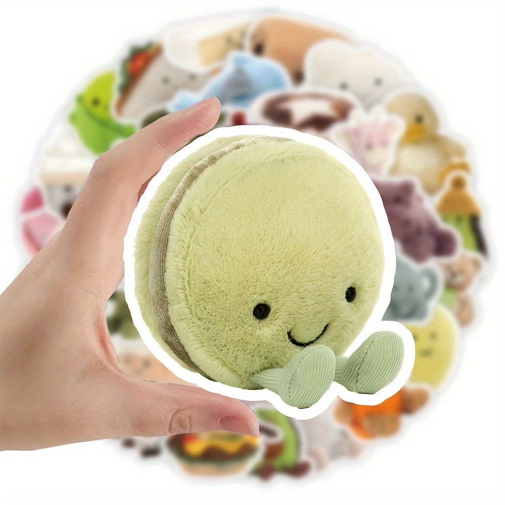 52pcs Plush Graffiti Stickers Waterproof DIY Decoration