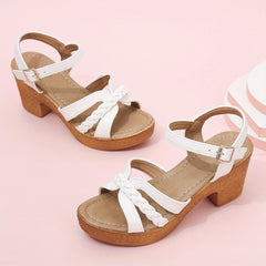 Women's Braided Chunky Heel Sandals