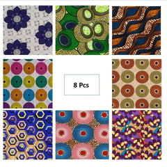 8pcs African Wax Print Fabric - DIY Earrings & Headwraps