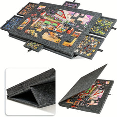 6 in 1 Puzzle Table with Built-in Stand & 6 Drawers