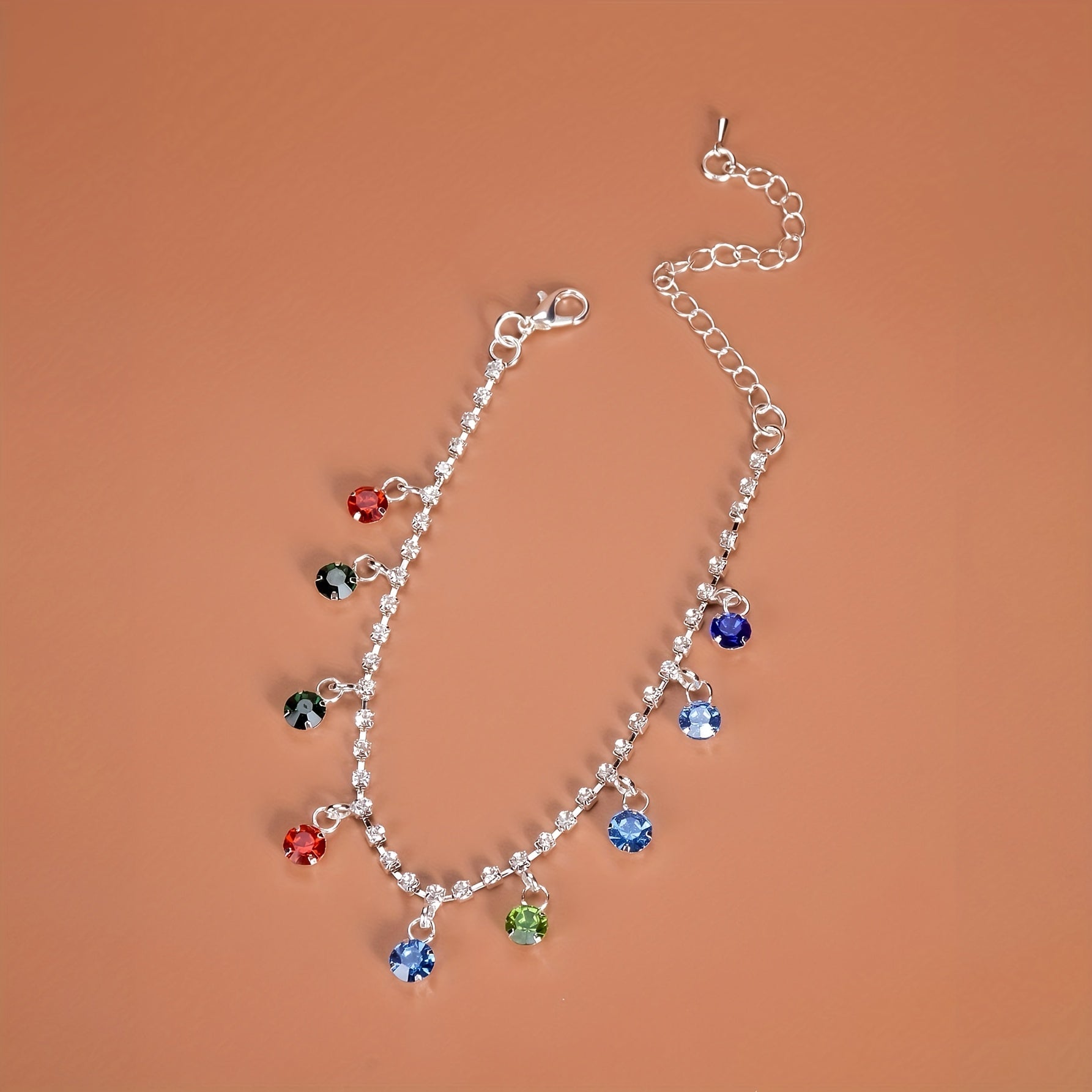 Sparkling Rhinestone Beach Dance Anklet Silver Plated Jewelry