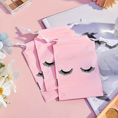 10pcs Pink Reusable Eyelash Extension Cosmetic Bags for Beauty Salon