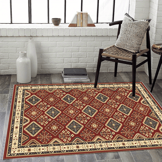Bohemian Red Classic Pattern Large Carpet Soft Living Room Bedroom