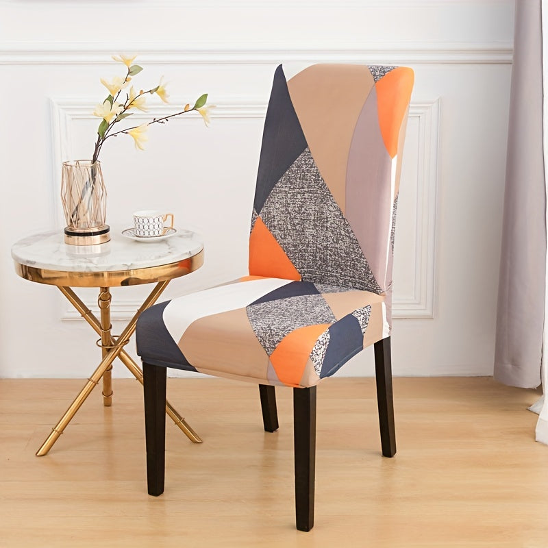 Geometric Printed Dining Chair Covers Stretch Fabric Home Decor