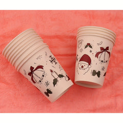 10pcs Christmas Disposable Paper Cup 9oz For Party Gatherings