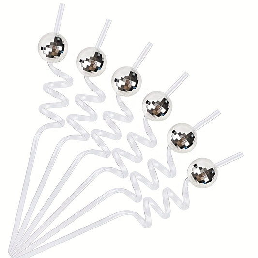 6pcs Disco Ball Straws Mirror Ball Decorations