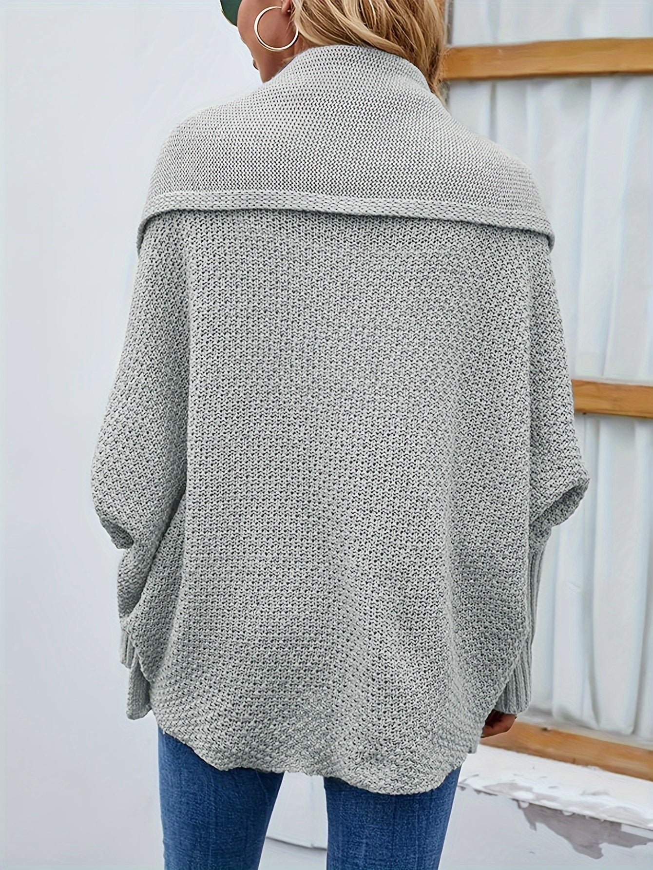 Women's Plus Size Solid Bat Sleeve Open Front Cardigan