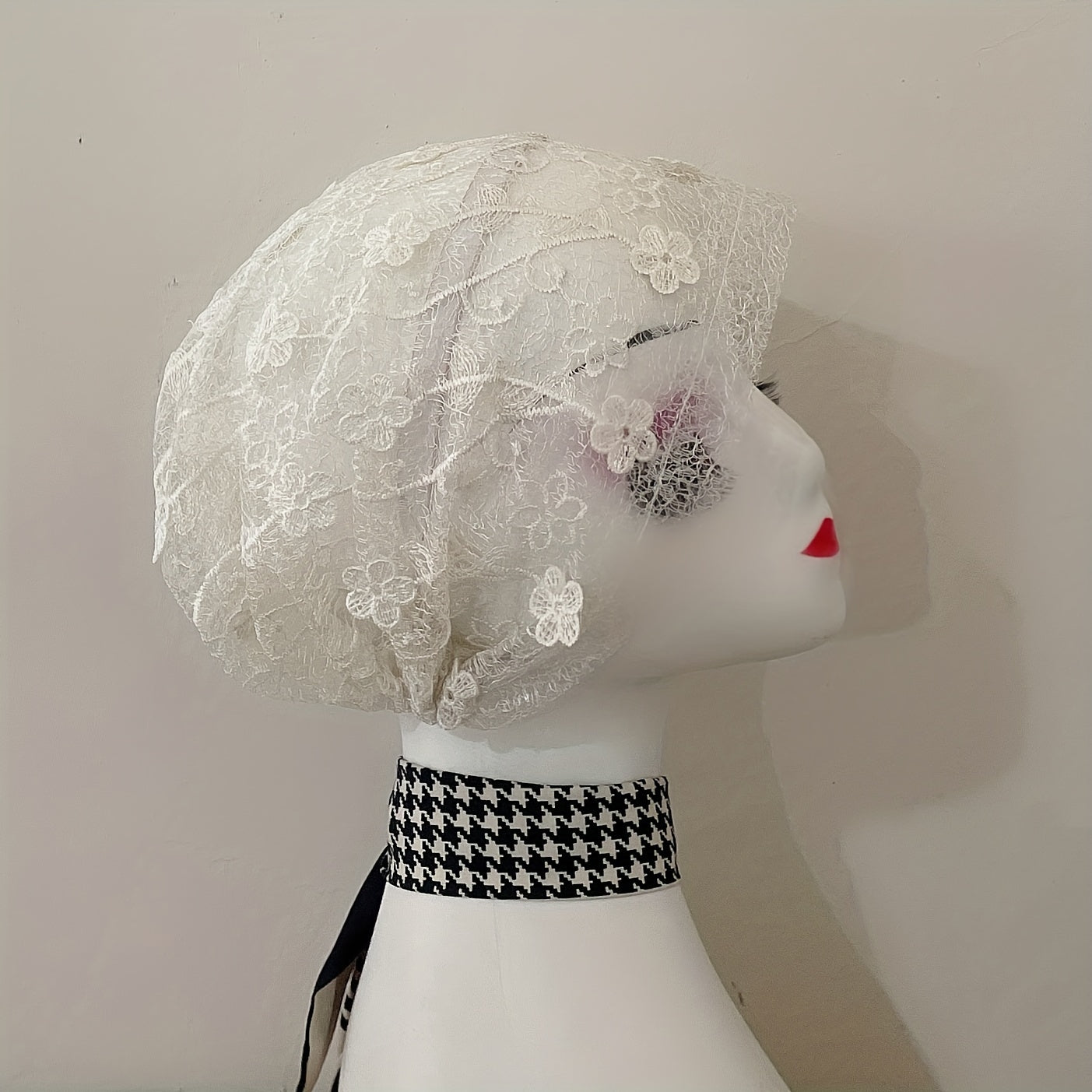 Flower Embroidery Lace Beanie Thin Breathable Turban Cap Head Wrap