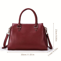 Women's Leather Shoulder Bag Crossbody Handbag with Golden Tone Hardware