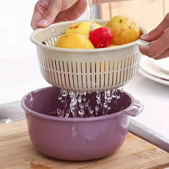 3pcs Reusable Double Layer Drain Basket for Vegetables and Fruits Colander