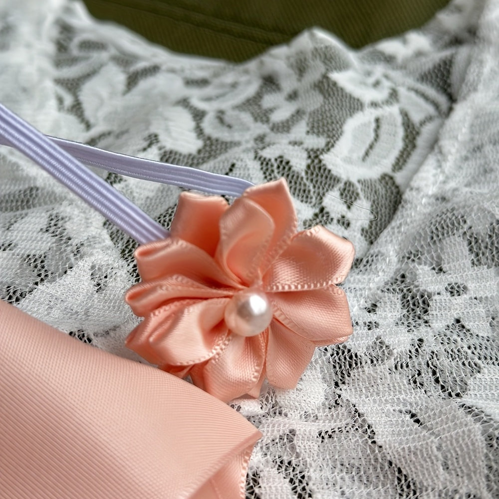 2PC Bowknot Headband Lace Jumpsuit Photography Suit 0-3 Months