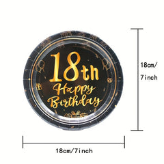 20pcs Cheers To 18 Years Disposable Paper Plates for 18th Anniversary Party
