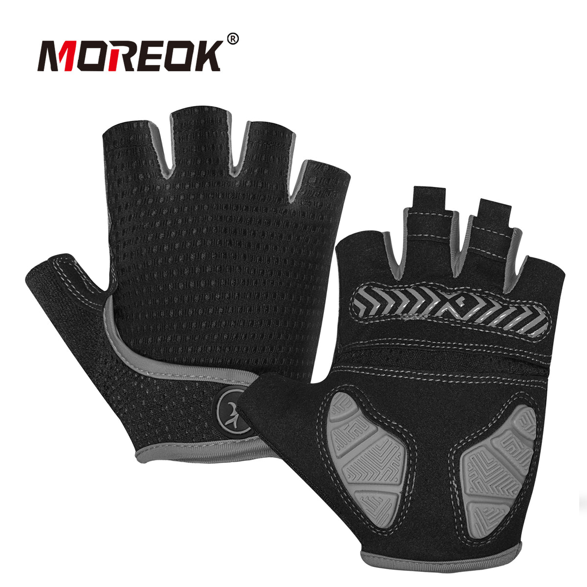 Moreok Gel Biker Gloves Comfortable Durable Cycling Gloves Gray