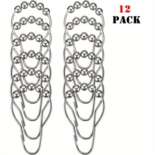 12pcs Shower Curtain Hooks Bathroom Accessories