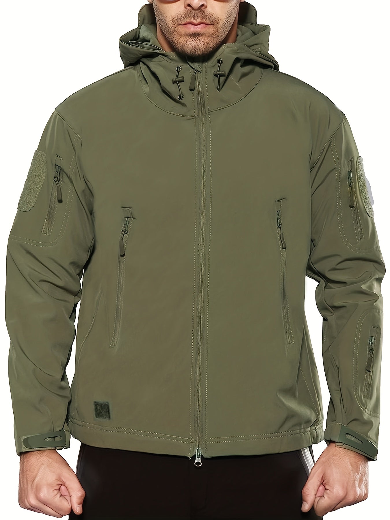Men's Waterproof Hooded Tactical Jacket Windproof Warm Zip Pocket Jacket