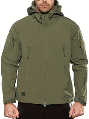 Men's Waterproof Hooded Tactical Jacket Windproof Warm Zip Pocket Jacket