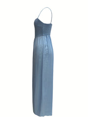 Solid Spaghetti Wide Leg Jumpsuit Backless