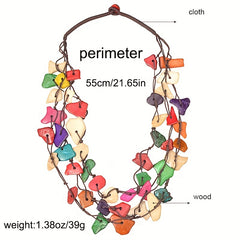Boho Colorful Wooden Beads Multilayer Necklace