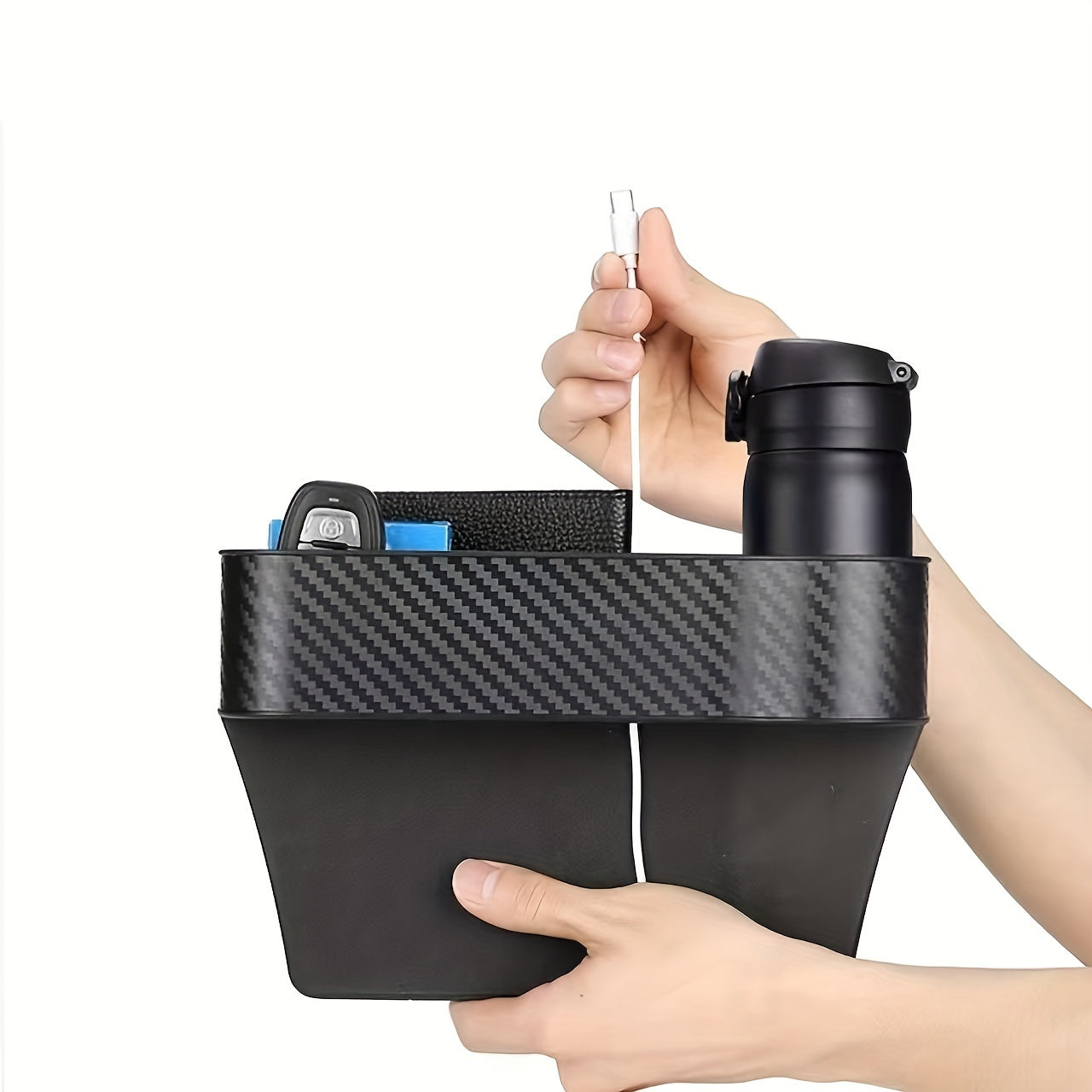 Car Seat Gap Filler with Cup Holder and Key Holder