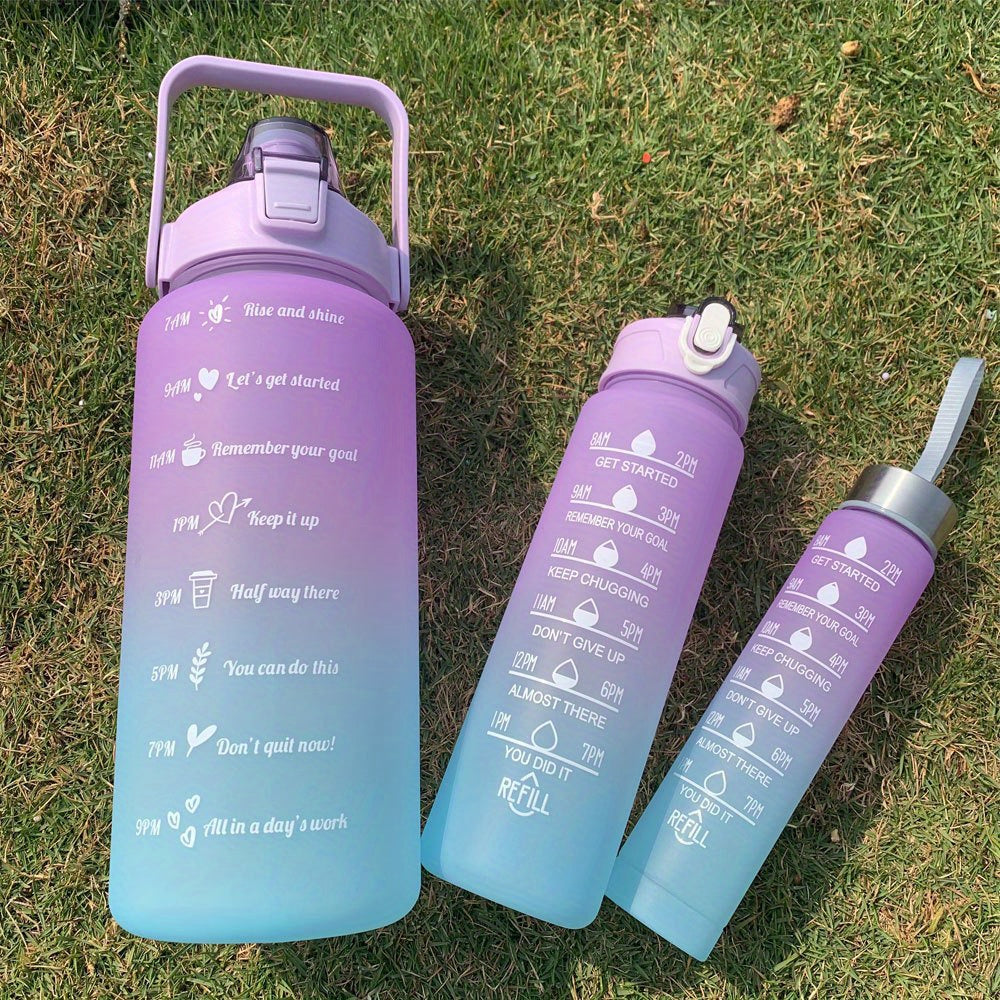 3pcs Motivational Water Bottles with Time Marker