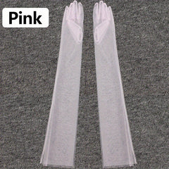Breathable Solid Thin Mesh Long Gloves for Wedding Bridal Dress