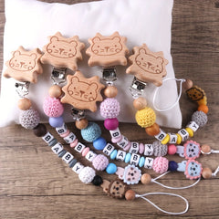 Lion Pacifier Chain Wood Clip Teether Holder