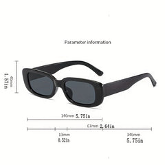 Rectangular Frame Sunglasses Vintage Wide Temple UV400
