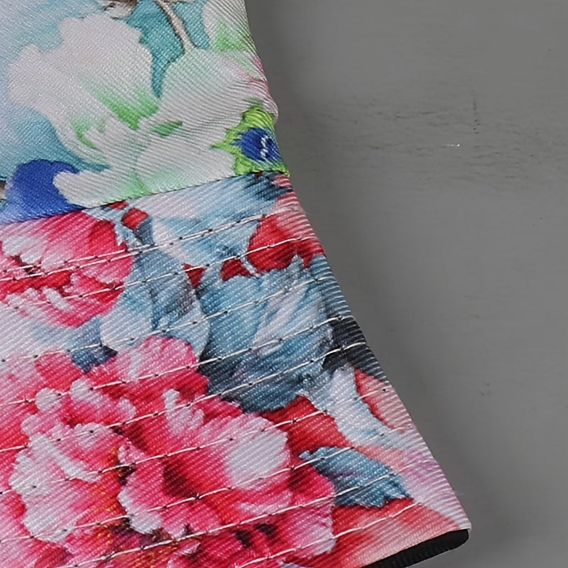 Colorful Peony Reversible Bucket Hat Tie Dye Gradient Fisherman Cap