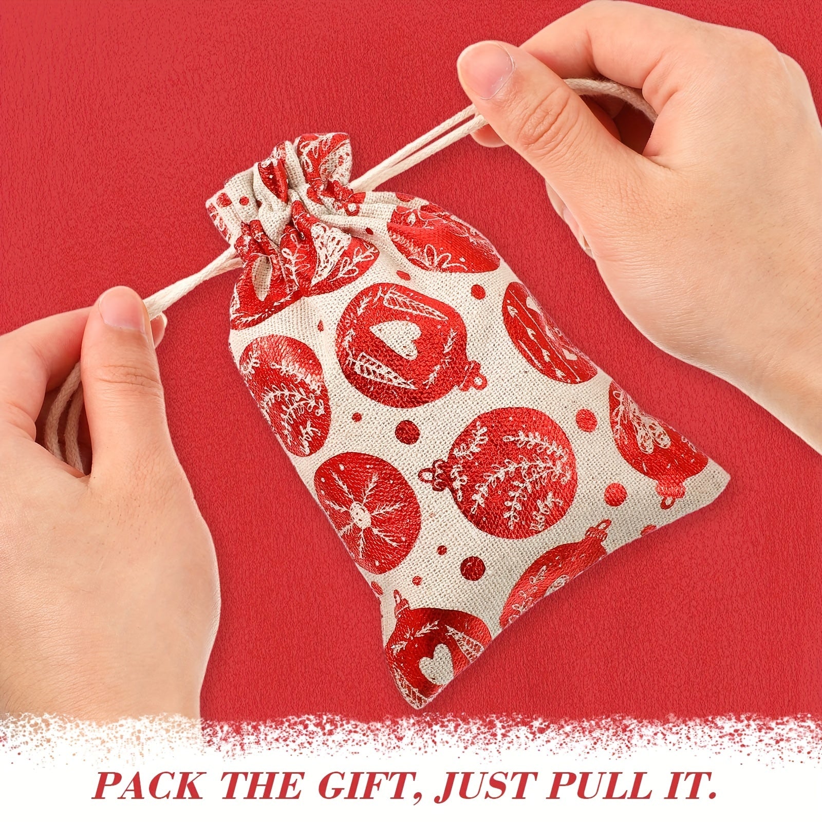 Christmas Print Bouquet Pocket Draw String Gift Bag