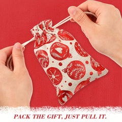 Christmas Print Bouquet Pocket Draw String Gift Bag