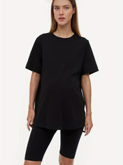 Casual Solid Two-piece Set Short Sleeve T-Shirt & Skinny Shorts