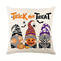 Halloween Pumpkin and Faceless Man Throw Pillow Cover 17.7x17.7in