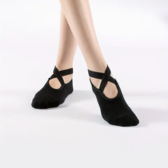 Non Slip Professional Yoga Socks Cross Strap Gripper Socks